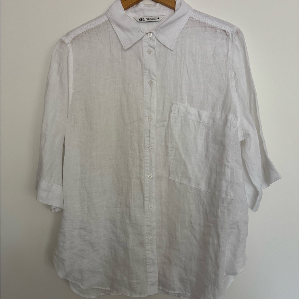 Zara White Linen Shirt